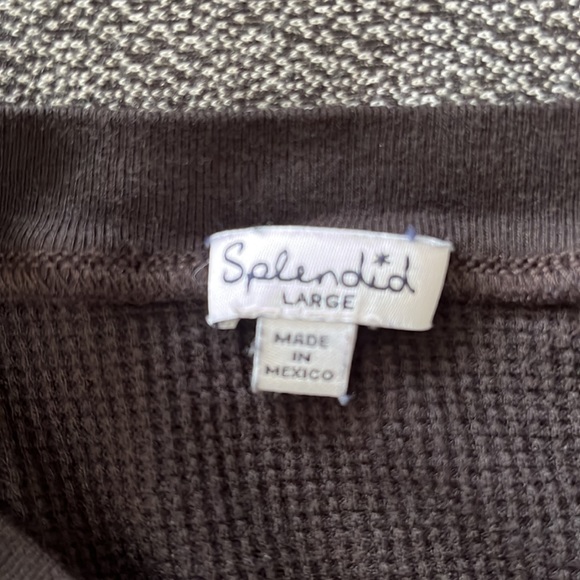 Woman’s Splendid long sleeve waffle knit top.  Black, size large. - Picture 4 of 6